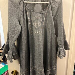 Indigo Soul Gray Tunic with Embroidery